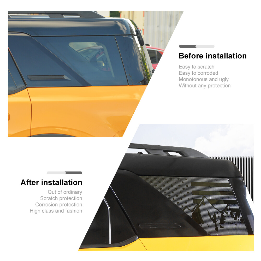 Exterior Rear Window Sticker Decal Trim Cover For Ford Bronco Sport 2021+US Flag