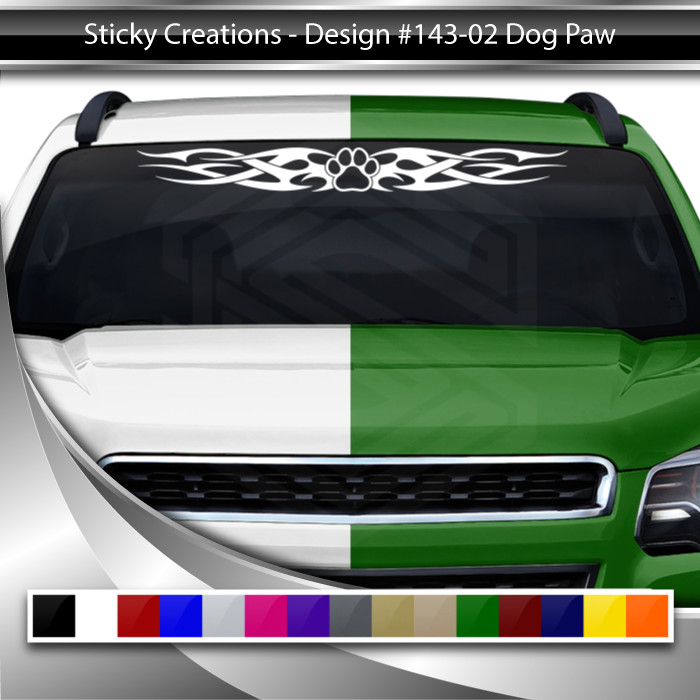 143-02 DOG PAW PRINT Windshield Decal Window Sticker Vinyl Graphic Dog Lover Car