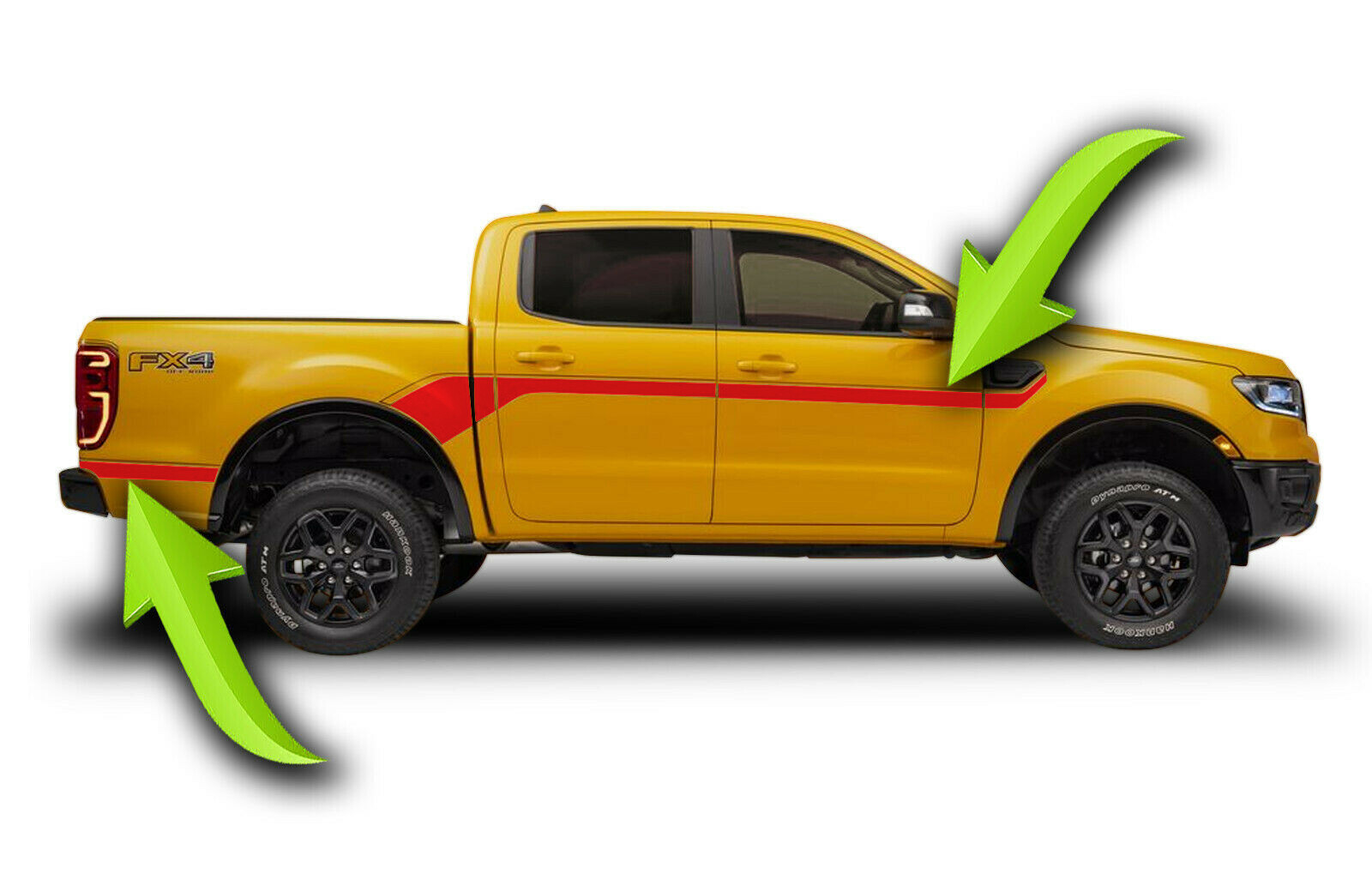 FX4 Side Hockey Racing Stripes Kit Fits- 2019-2022 2023 2024 Ford Ranger Splash