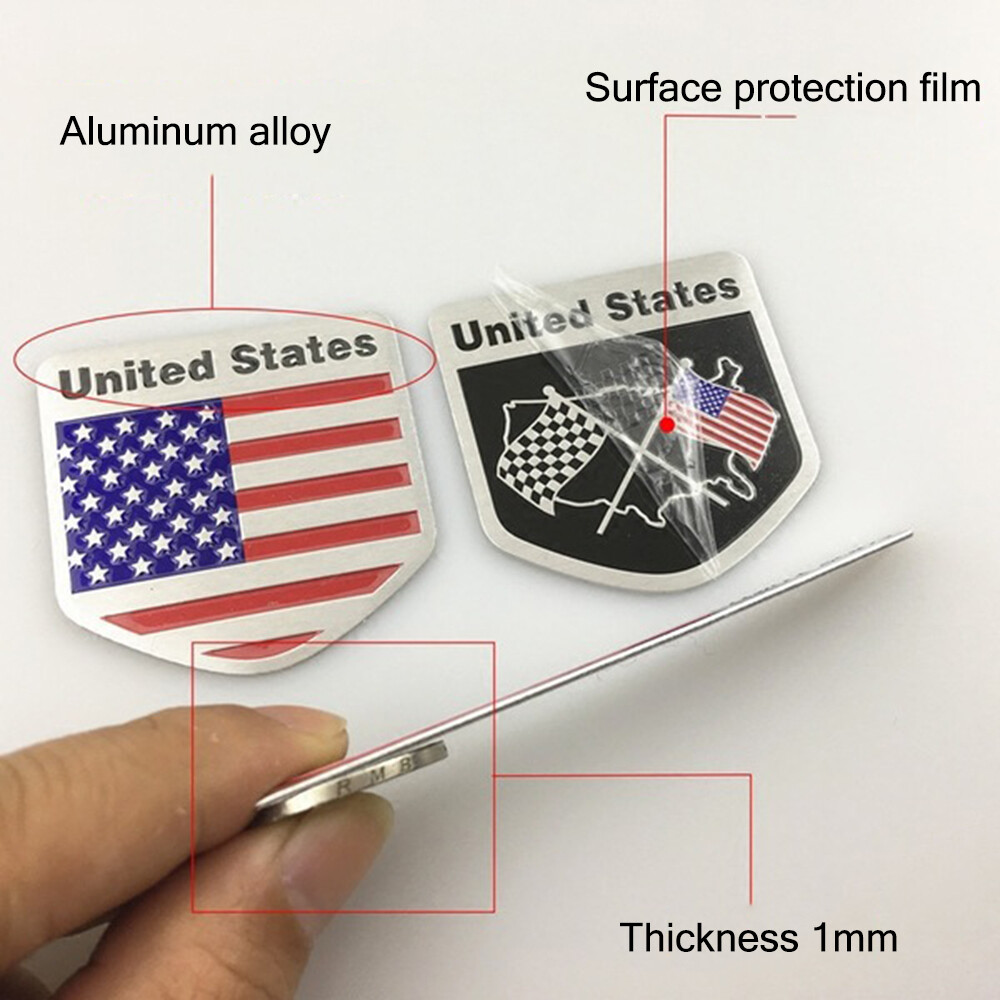 2Pcs Metal USA Flag Sticker American Decal Car Truck Body Emblem Accessories
