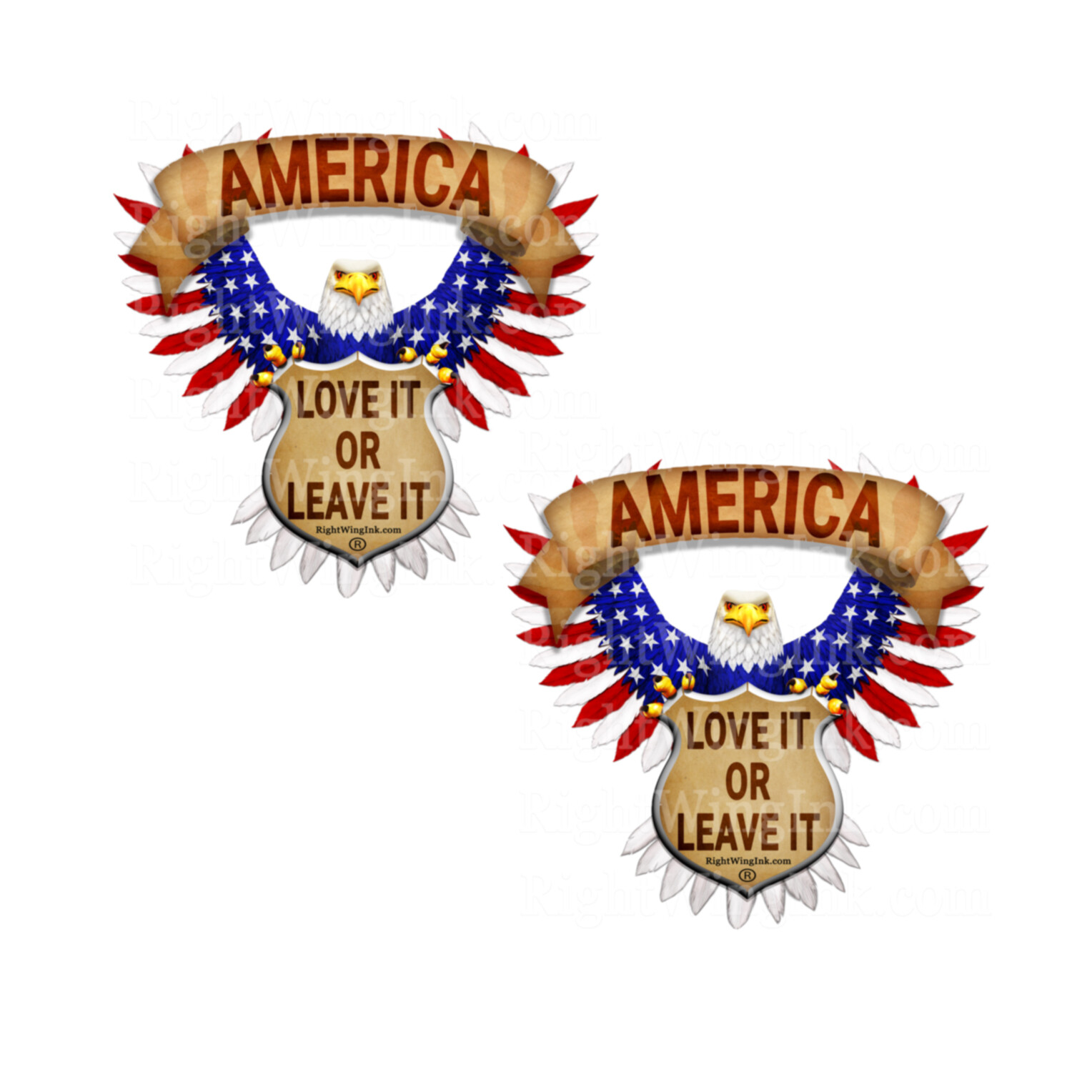 America Love it or Leave It Eagle Decals Stickers American Flag 3M TRUCK CAR 2PK