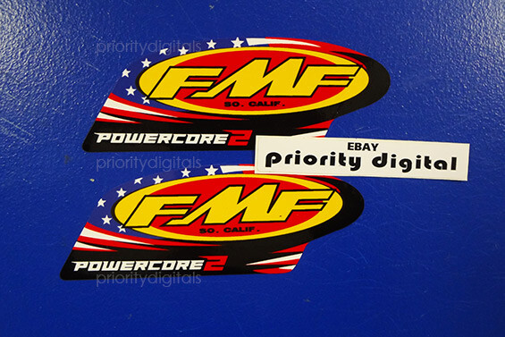2x FMF Decals stickers graphics PowerCore 2 Motocross Sponsor Exhaust YZ KTM KX