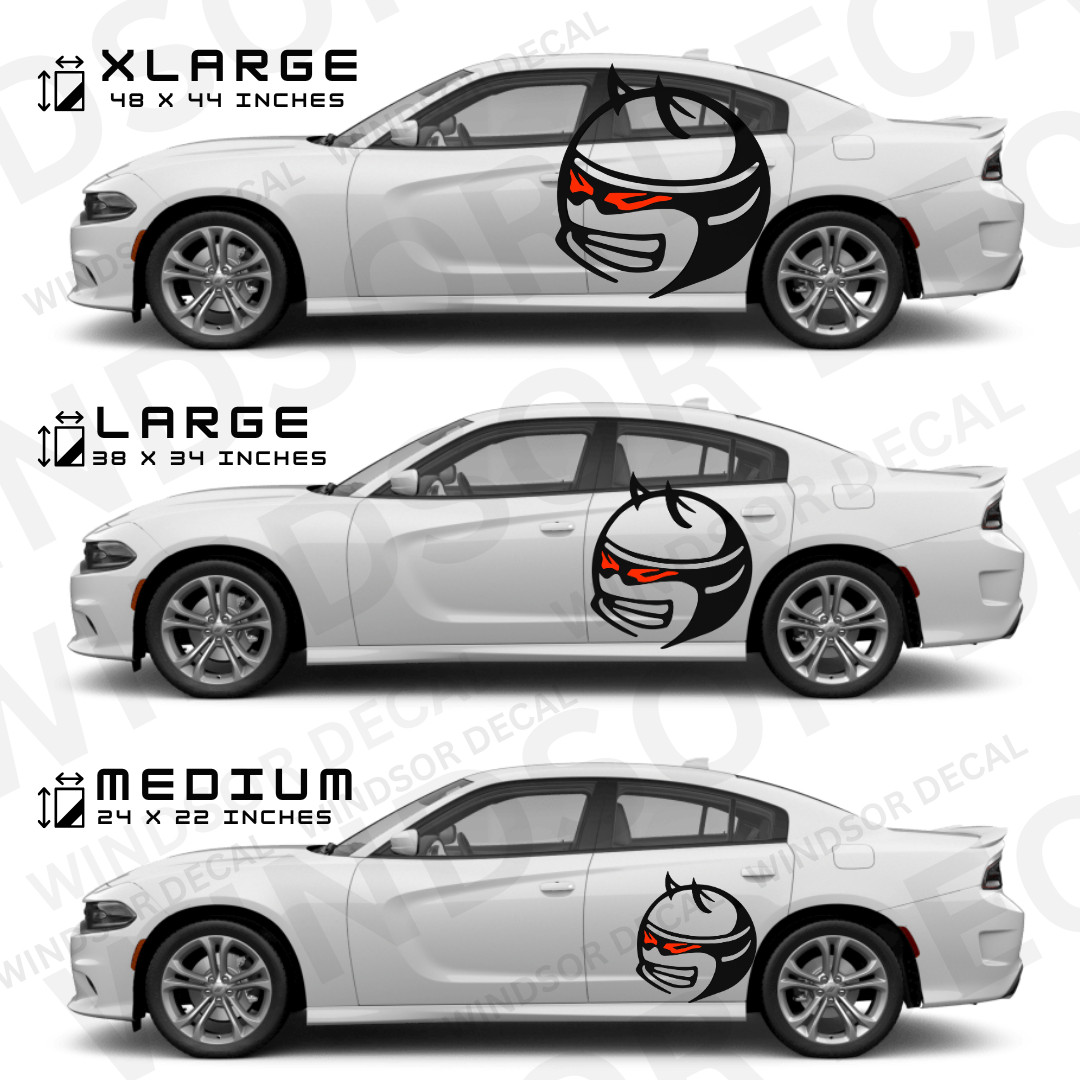 XL RED EYE Cat Pack Bee Head Car DECAL Both Sides fits Charger/Challenger Pair