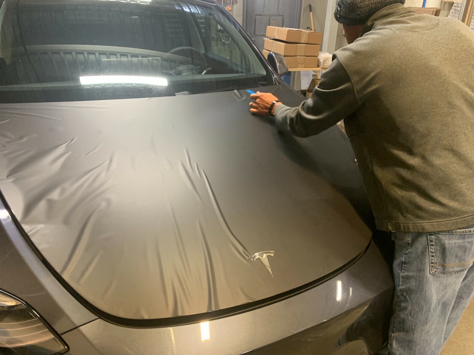 Hood Decal Film Wrap kit 3M 2080 for Tesla Model Y 2020-2021 Matte Black