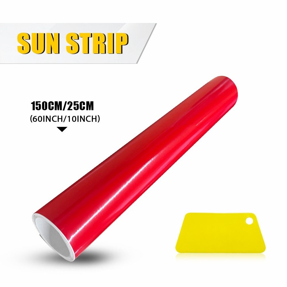 Red Window Sun Visor Strip Tint Film Front Windshield UV Shade Decal Banner Trim