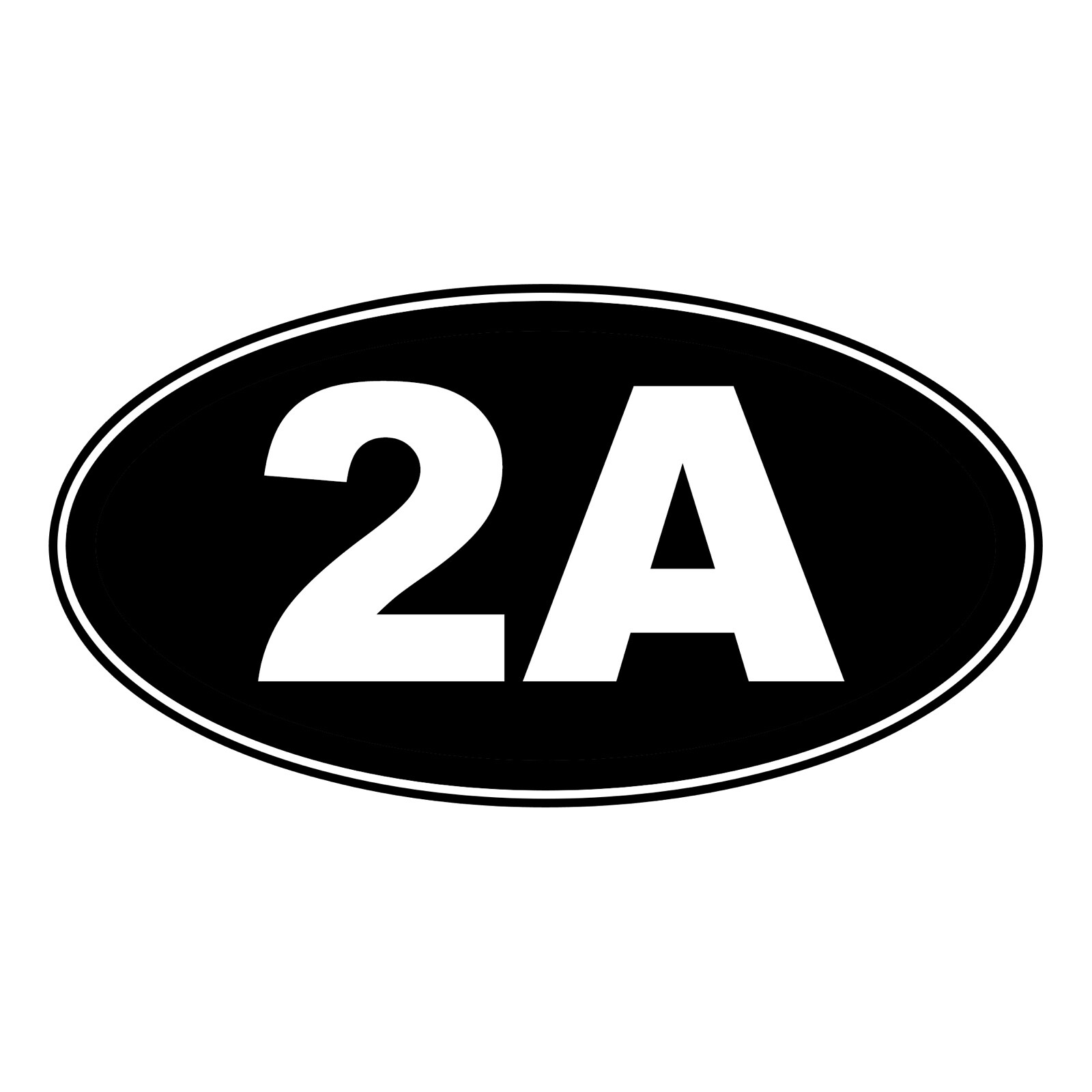 2A – 2nd Amendment Sticker Oval Gun Vinyl Car Bumper Window Decal Glossy Black