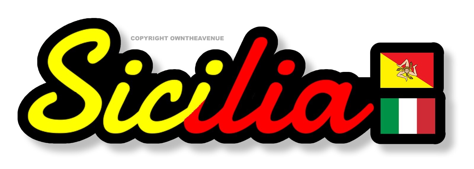 Sicily Sicilia Italy Italian Flag Country Vinyl Sticker Decals 6″ Inches