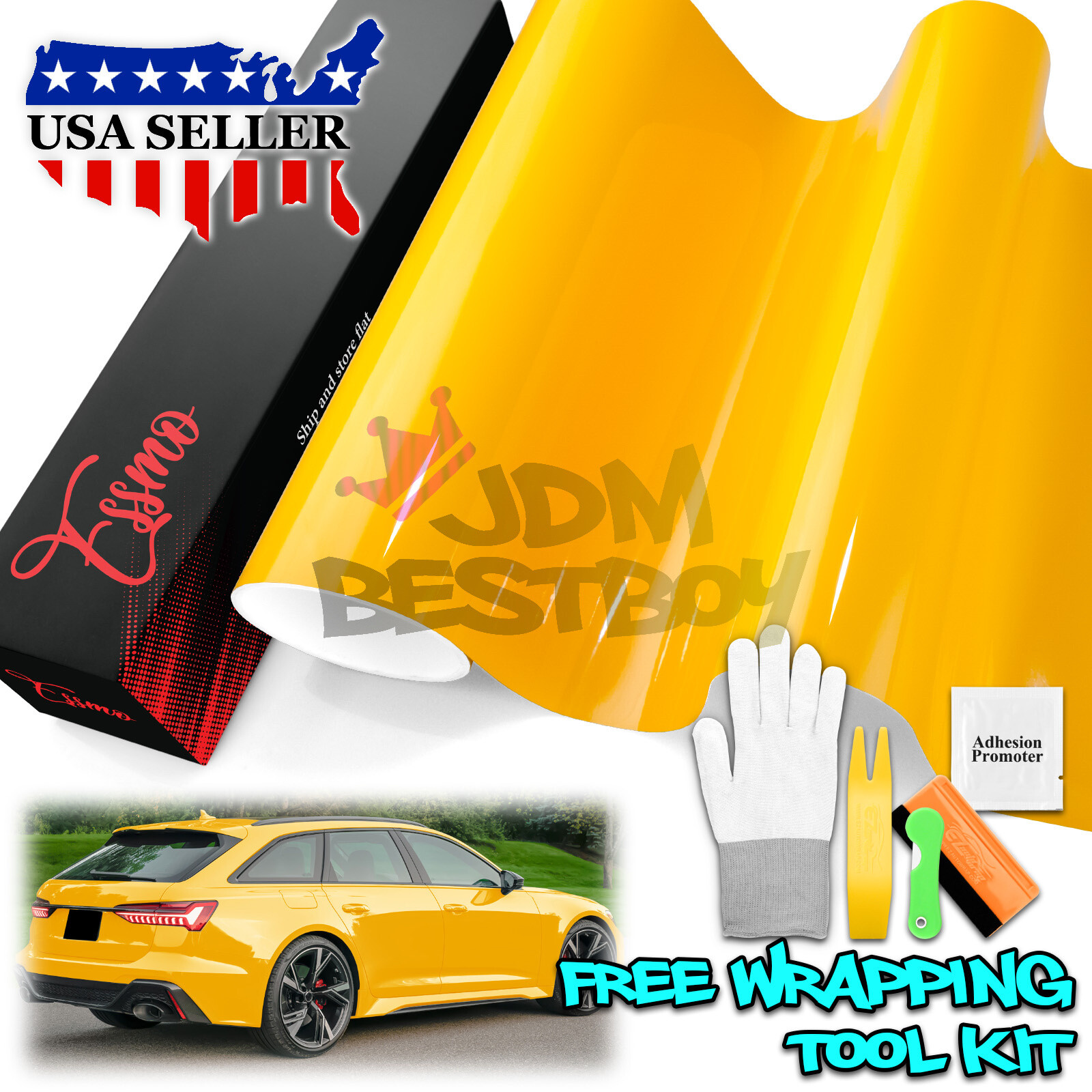 ESSMO PET Super Gloss Sunflower Yellow Car Vehicle Vinyl Wrap Decal Like Paint