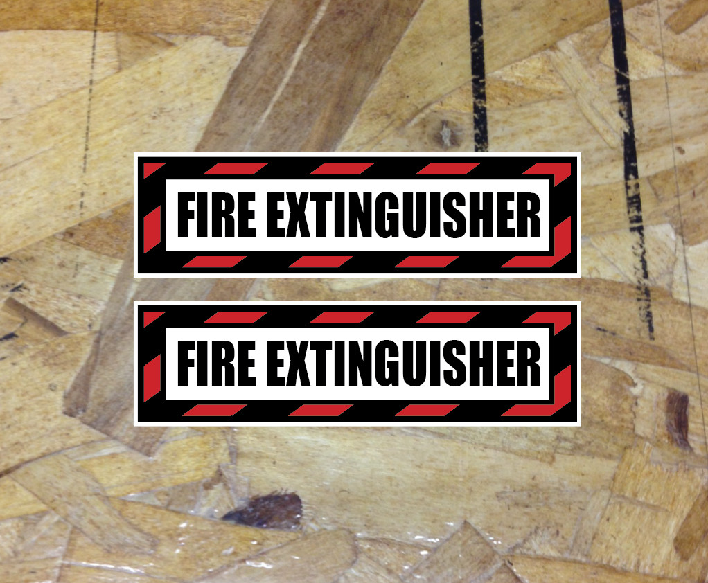 Fire Extinguisher Sticker Die Cut Decal Self Adhesive Vinyl Emergency 2 for 1