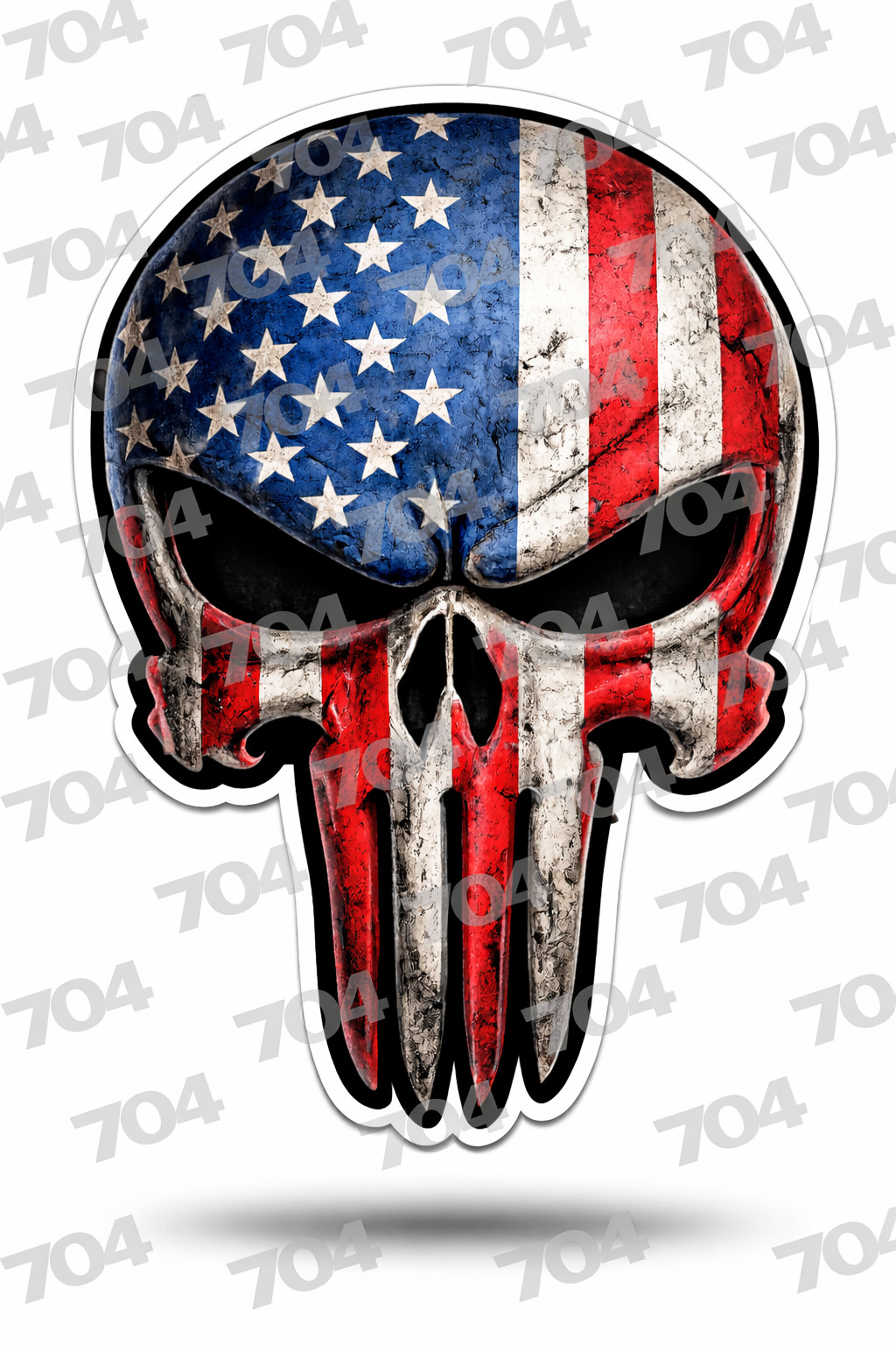 American Flag Punisher Skull Full Color Car Truck Window Vinyl Decal Sticker.