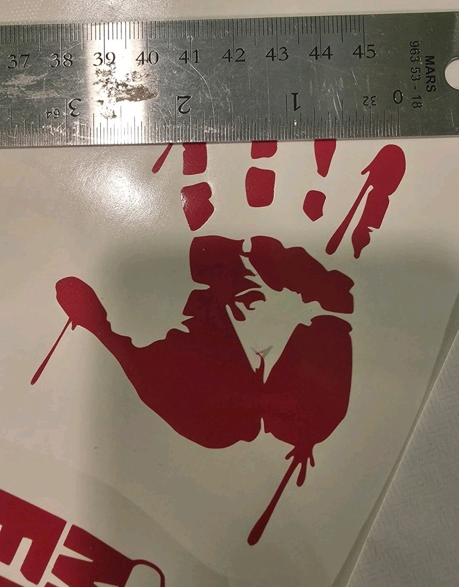 2 RED Bloody Hands Print Vinyl Decal Sticker Zombie Horror Car Window Free Ship
