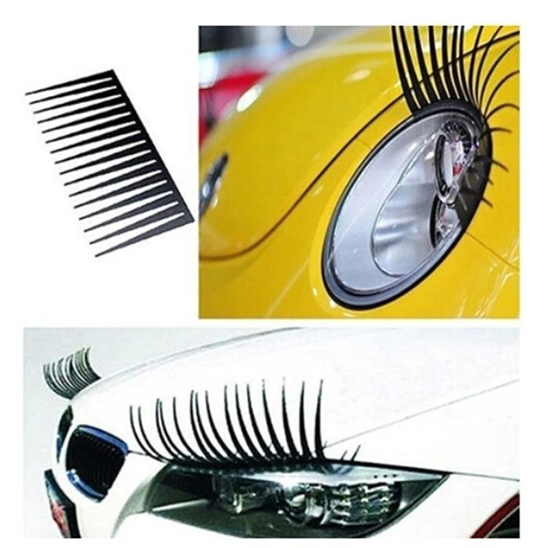 1 Pc Pair Black Car Eyelashes 3D Stickers Personalized Headlight Eyelash Decals