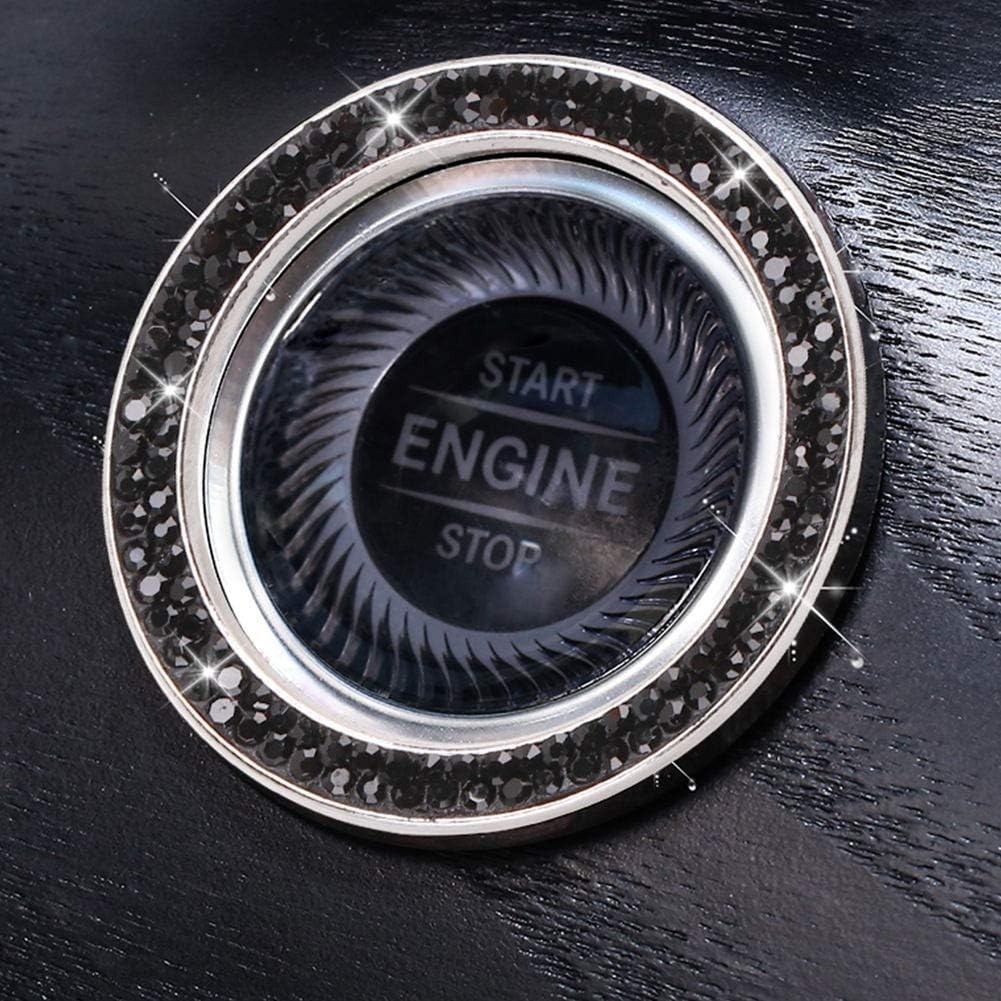 Bling Rhinestone Car Emblem Set – Crystal Ring Sticker for Key Ignition