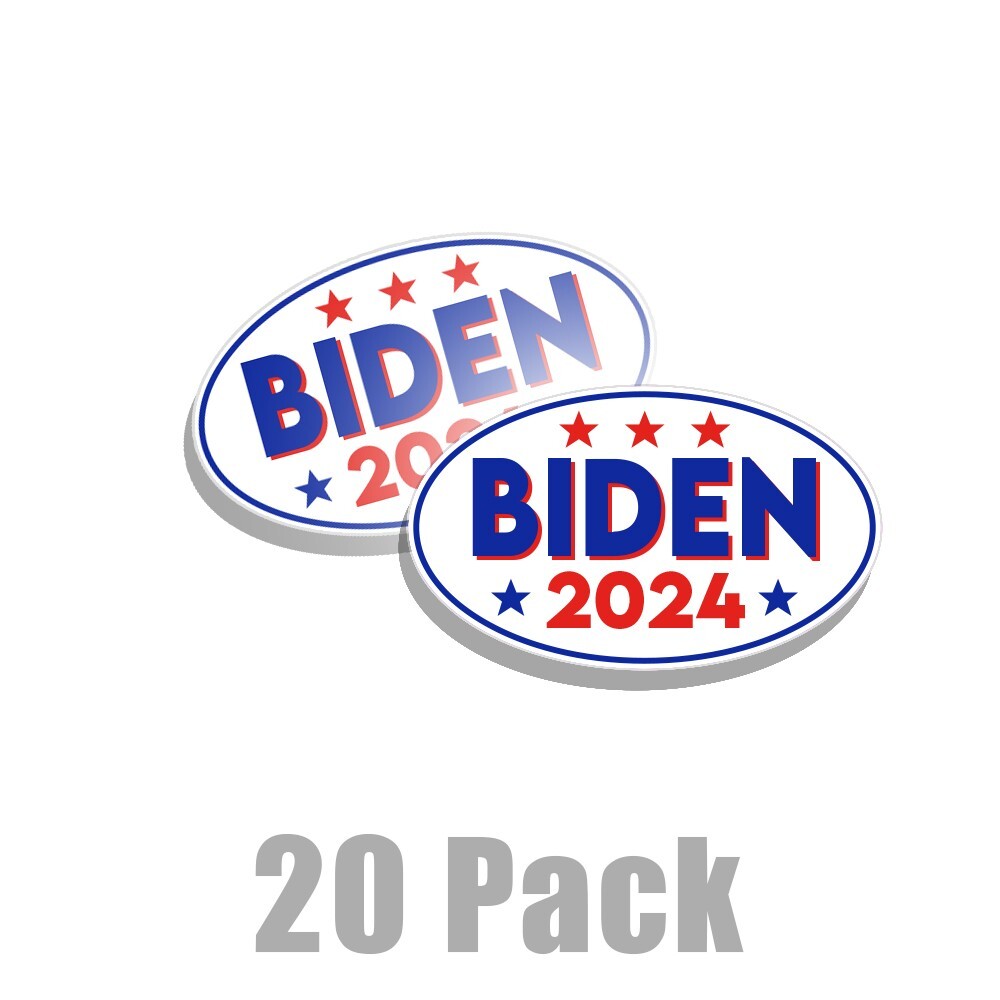 BIDEN 2024 Ovals Bumper Sticker Decal Vinyl Election USA America Joe 20 Pack
