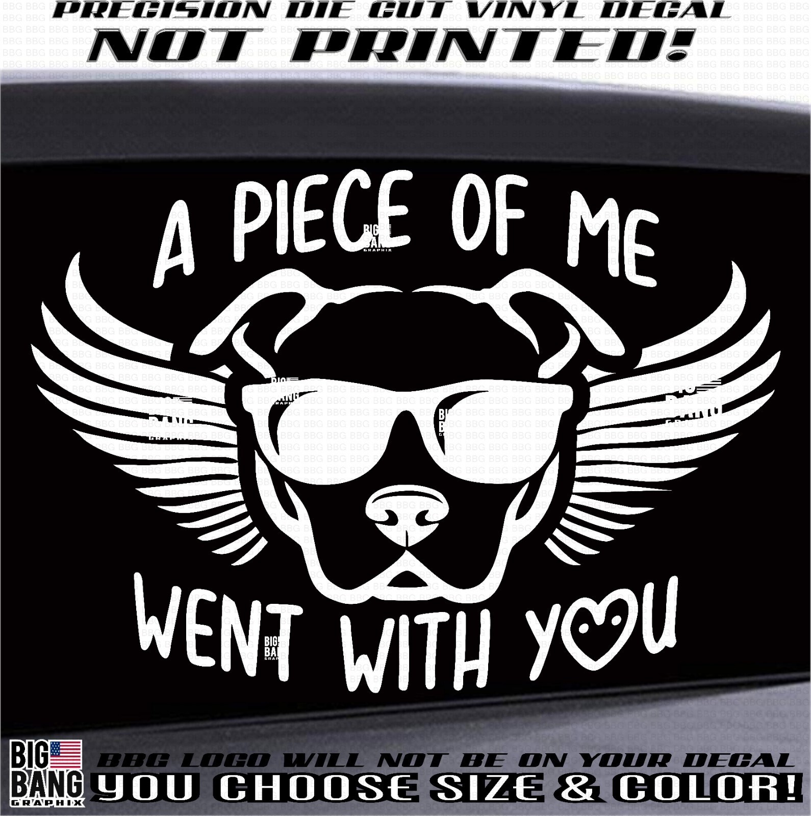Angel Pitbull Terrier Dog In Loving Memory Vinyl Decal Sticker Sunglasses Window