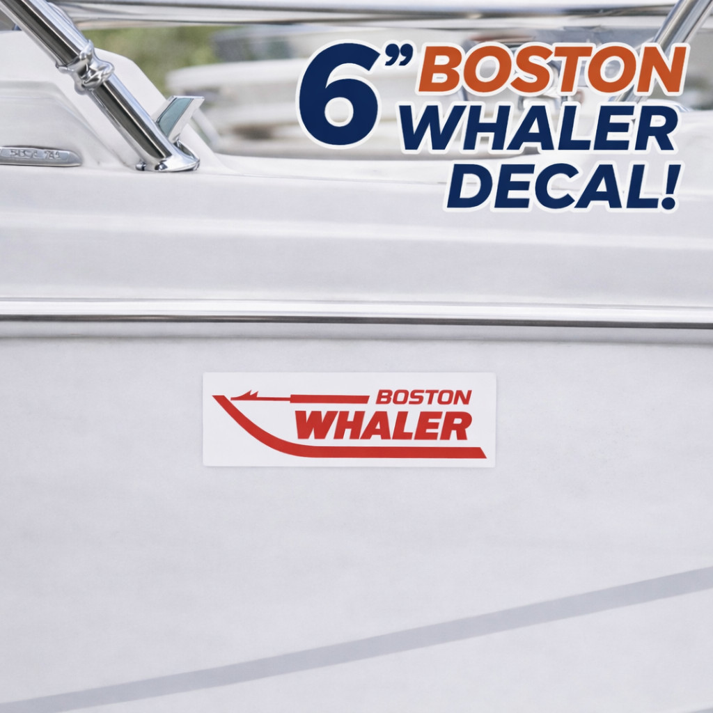Boston Whaler Fishing Boat 1 Pair RED Decal Sticker Measures 1.5 x 6 inches p782