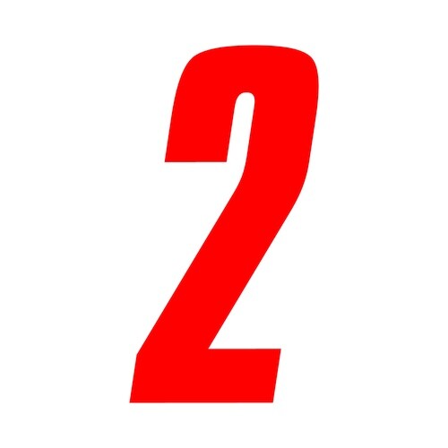 8 inch tall Red Race Number 2 racing numbers decals motocross atv dirt bike road