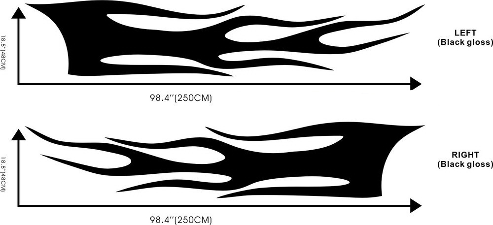 Car Decals Hot Fire Flames 98” for Coupe Vinyl Side Door Motor stickers ZC813