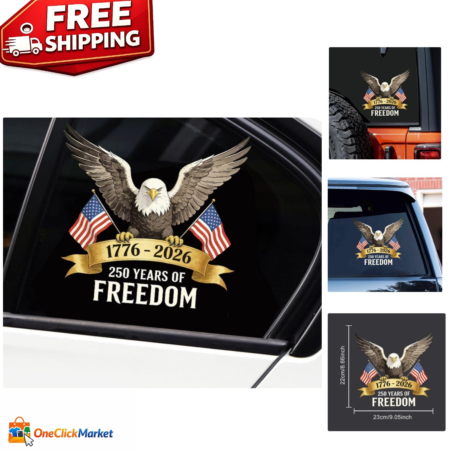 Patriotic 250 America Decal: Fade Resistant Vinyl Sticker for All Vehicles
