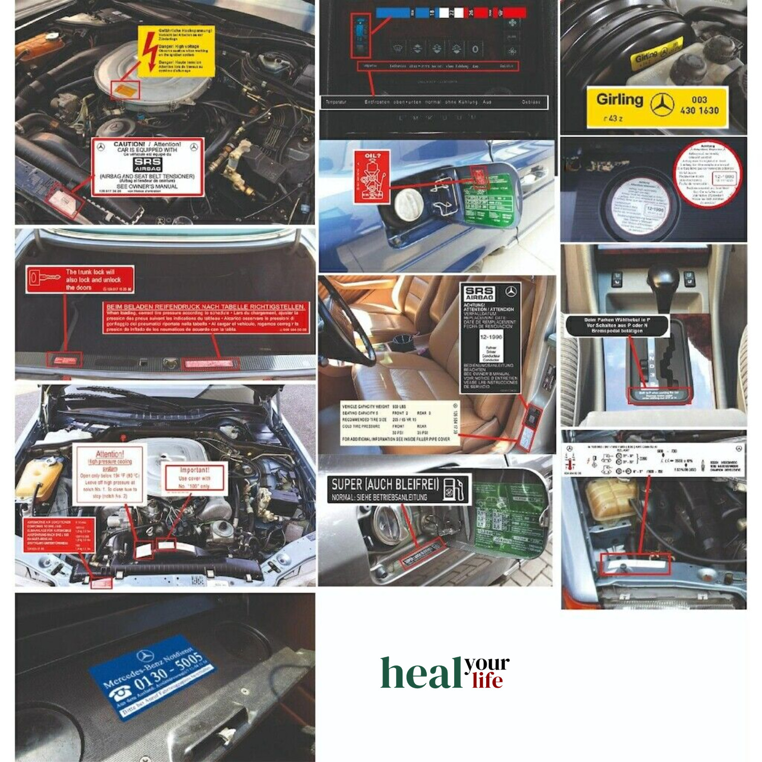 Mercedes-Benz W126 C126 Decal Set Stickers-FREE EXPRESS SHIPPING