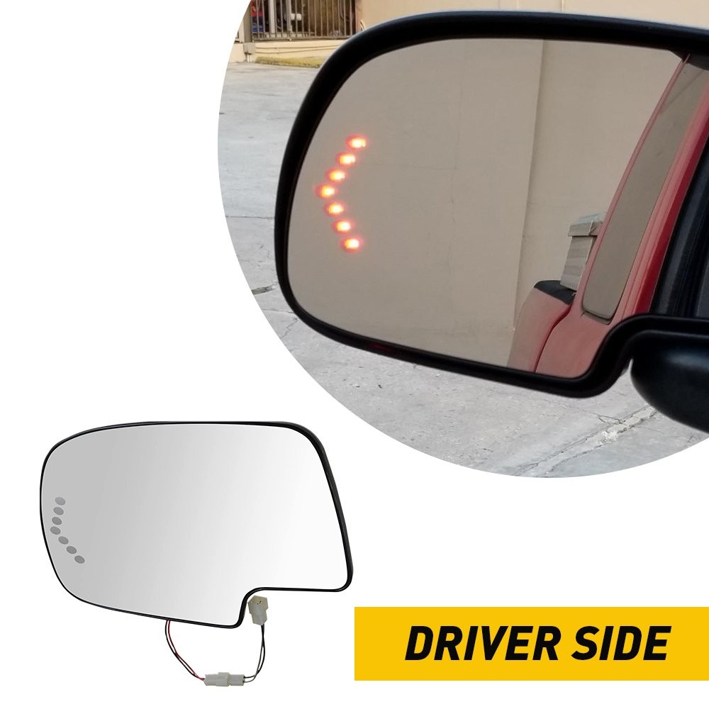 1/2Set Mirror Glass Signal Turn Heated Driver Side for LH 03-2007 Chevy GMC Cadi