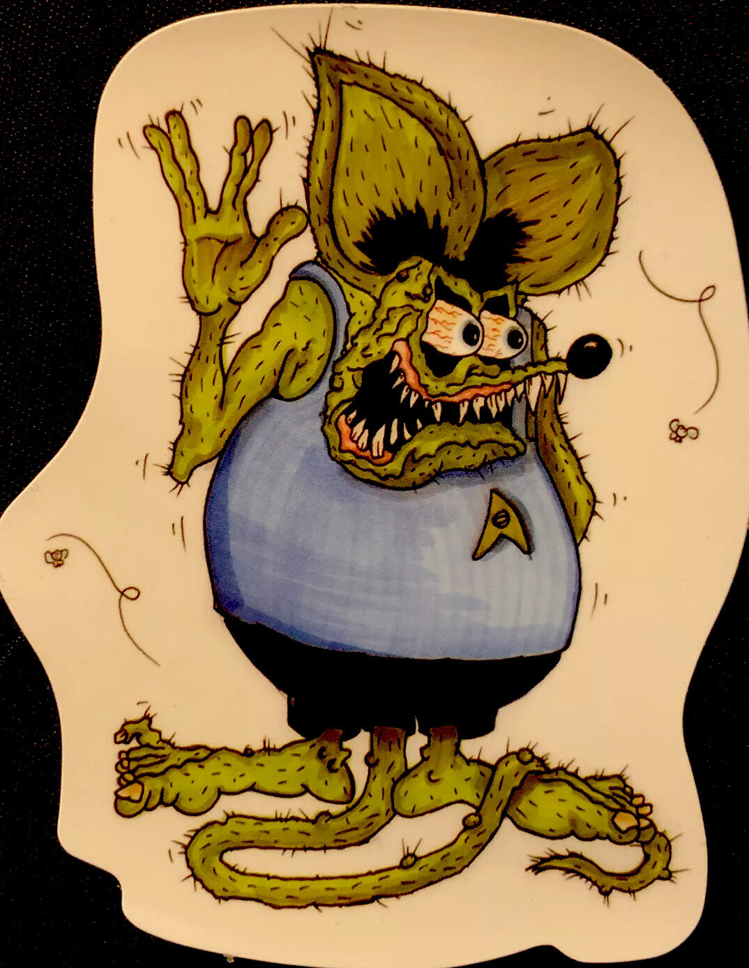 RAT FINK STICKER “STAR TREK” 3“ X 4“ TO THE MOON WE GO! UV GLOSSED!!!