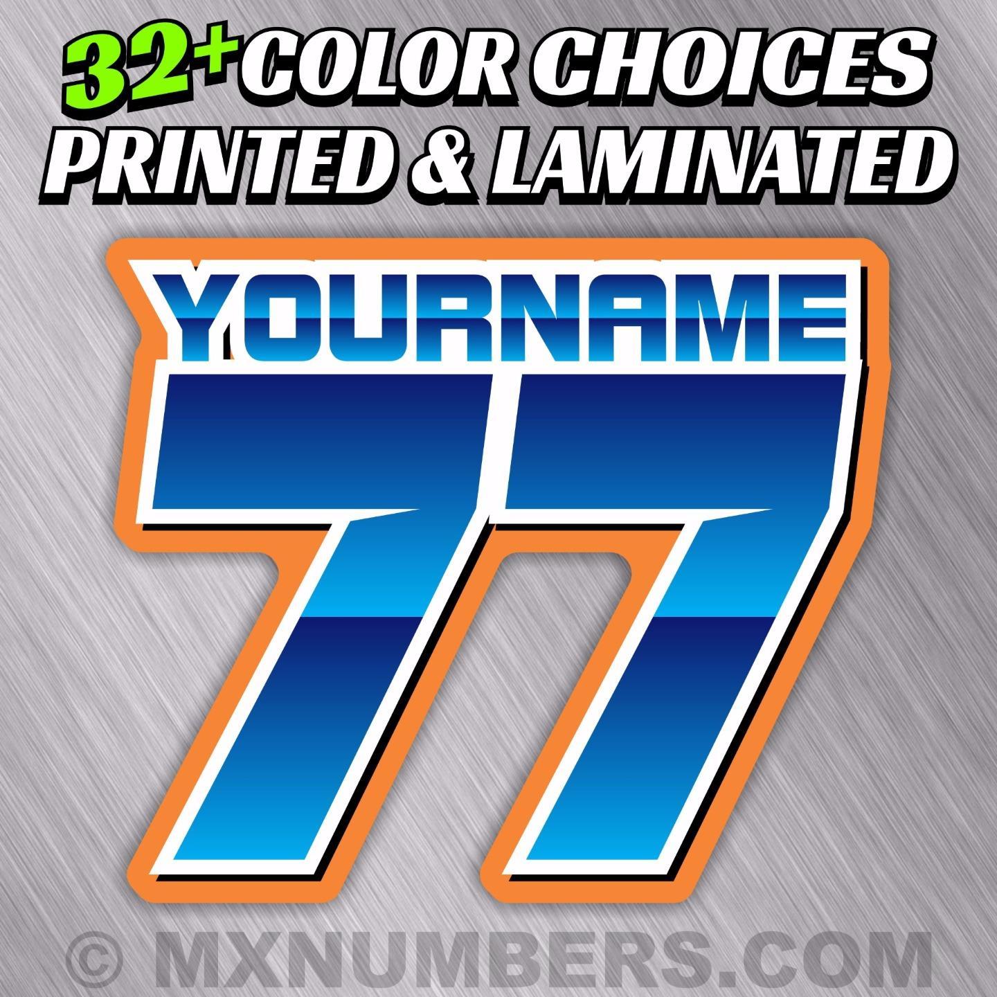 MX Number Name Plate Decal Sticker 4 COLOR ATV SX Dirt Bike Kart Motorcycle Race