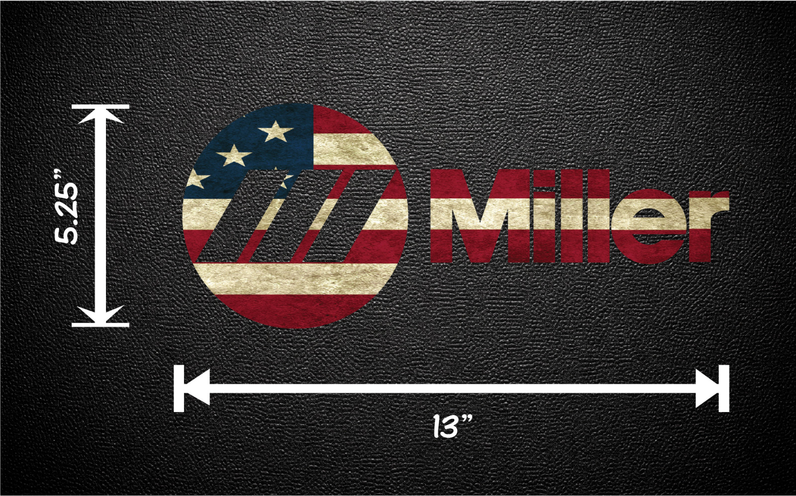 Miller Welding American Flag Imposed Sticker Decal Die Cut 5.25 x 13 p78