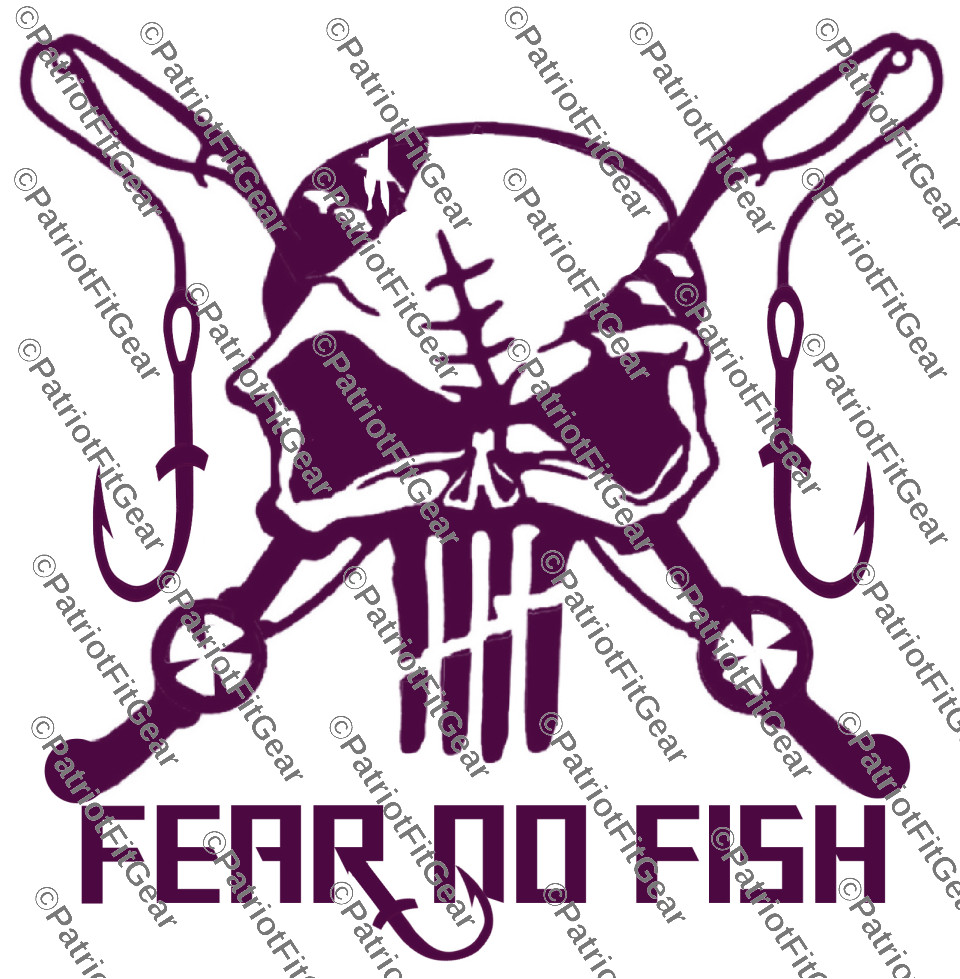 Fear No Fish,Fishing,Reel Life,10″x11″,Paddling,Skull,Angler,Fish On,Vinyl Decal