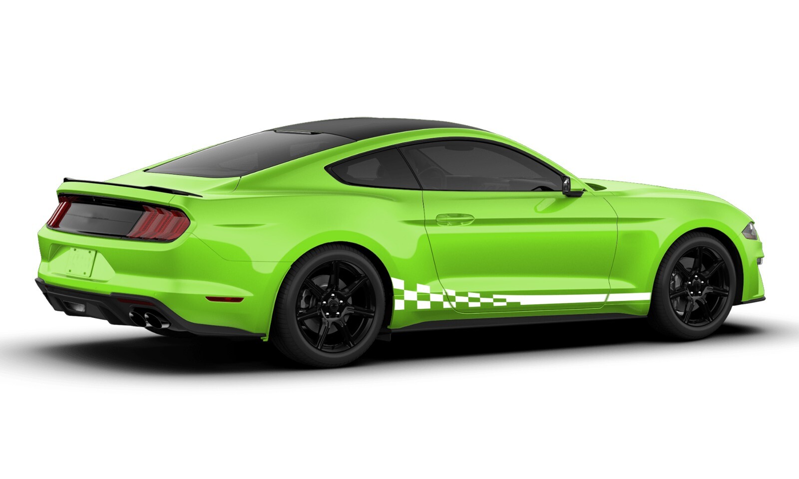 Wavy flag side stripes graphics stickers decals compatible with Ford Mustang
