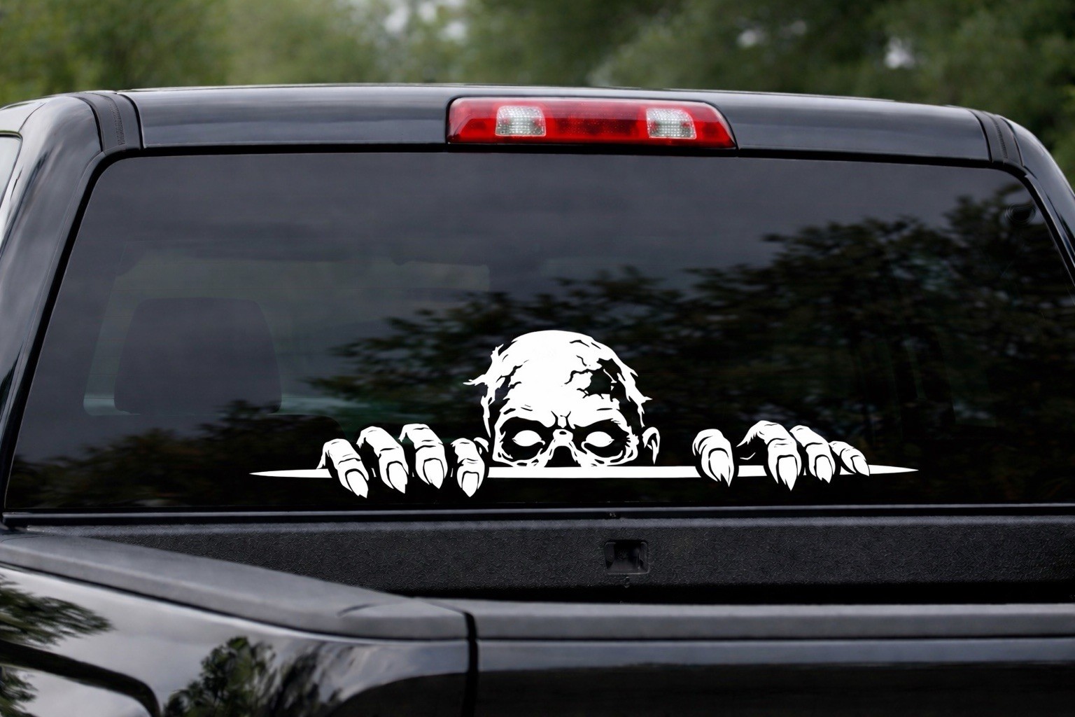 Zombie Peeking Window Decal Creepy Truck Glass Vinyl Horror Sticker – Large Size