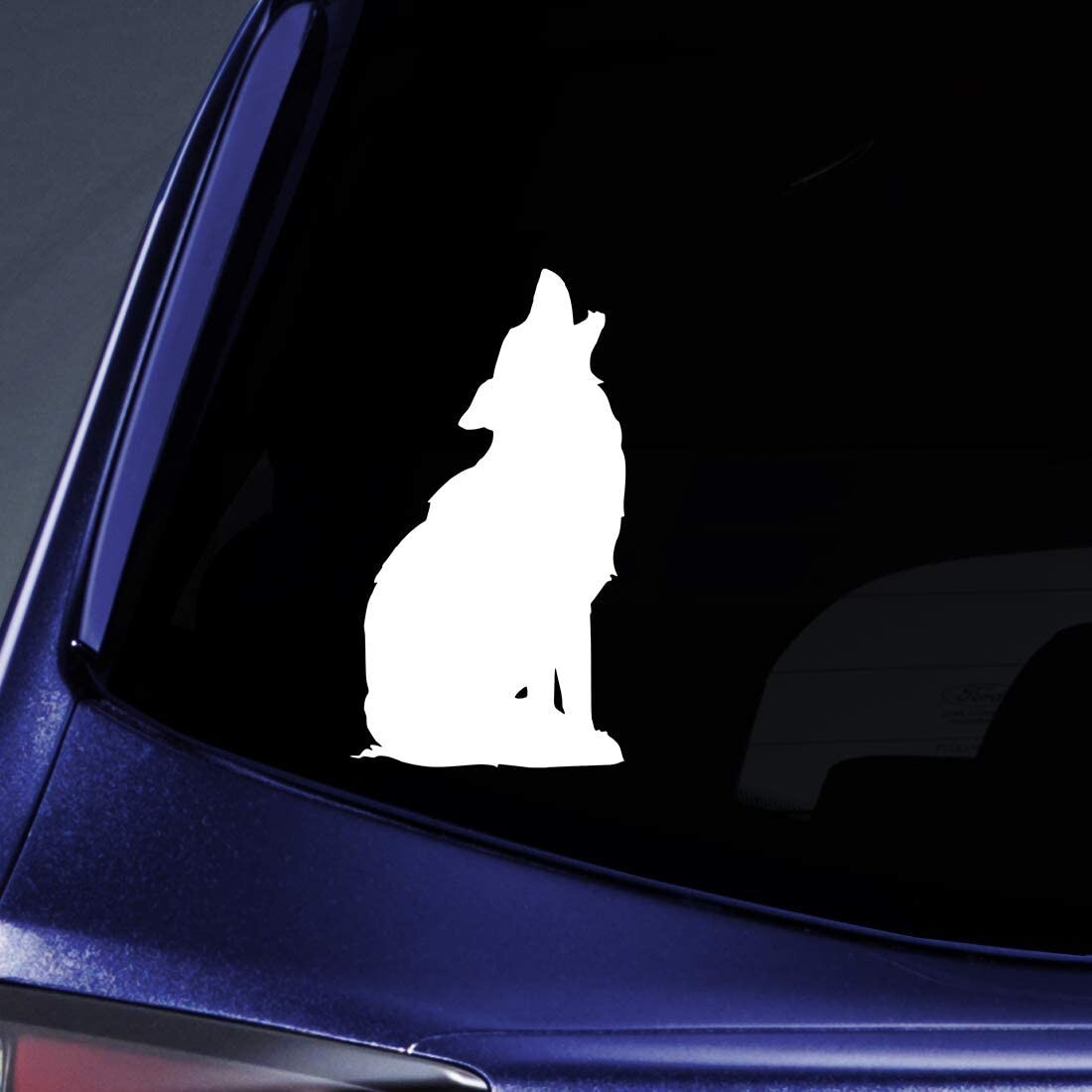 Wolf Howling Silhouette Two 6″ White Vinyl Decals – Car Truck Windows laptop