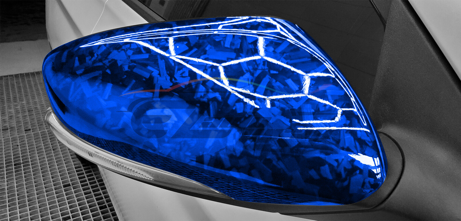 24K Chopped Forged Carbon Fiber Gloss Blue Car Vinyl Wrap Sticker Decal Sheet