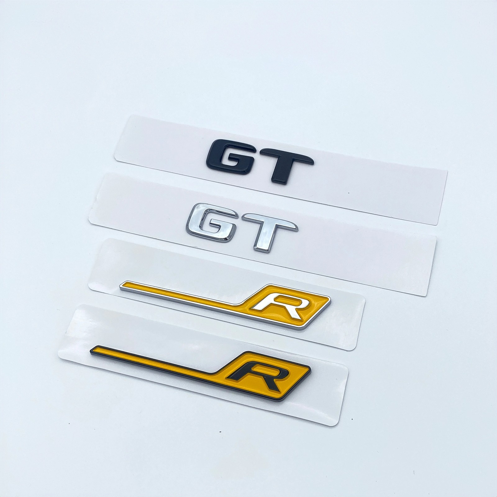 3D Flat Font Letters ABS Emblem Yellow Black Chrome R GT GTR For AMG Car Badge