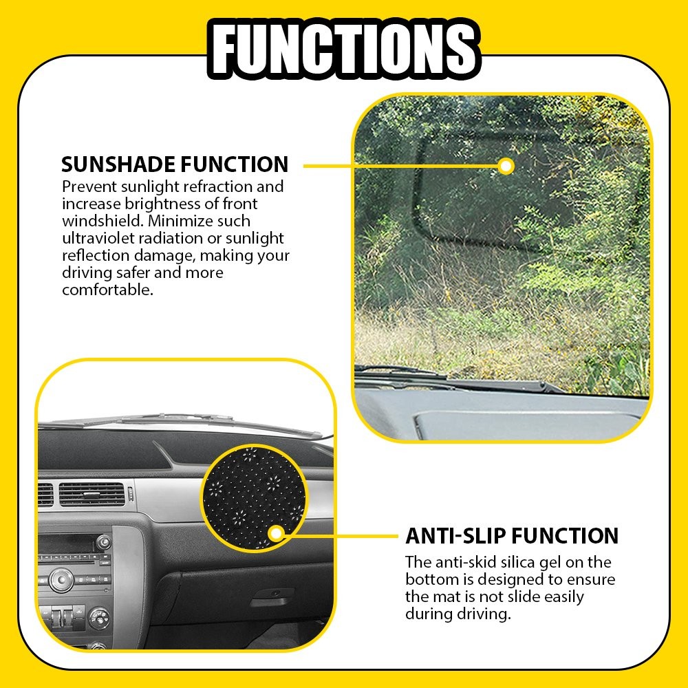 Gray Mat Dash Dashboard Cover for Chevrolet Silverado Tahoe Suburban 07-13 1-5X