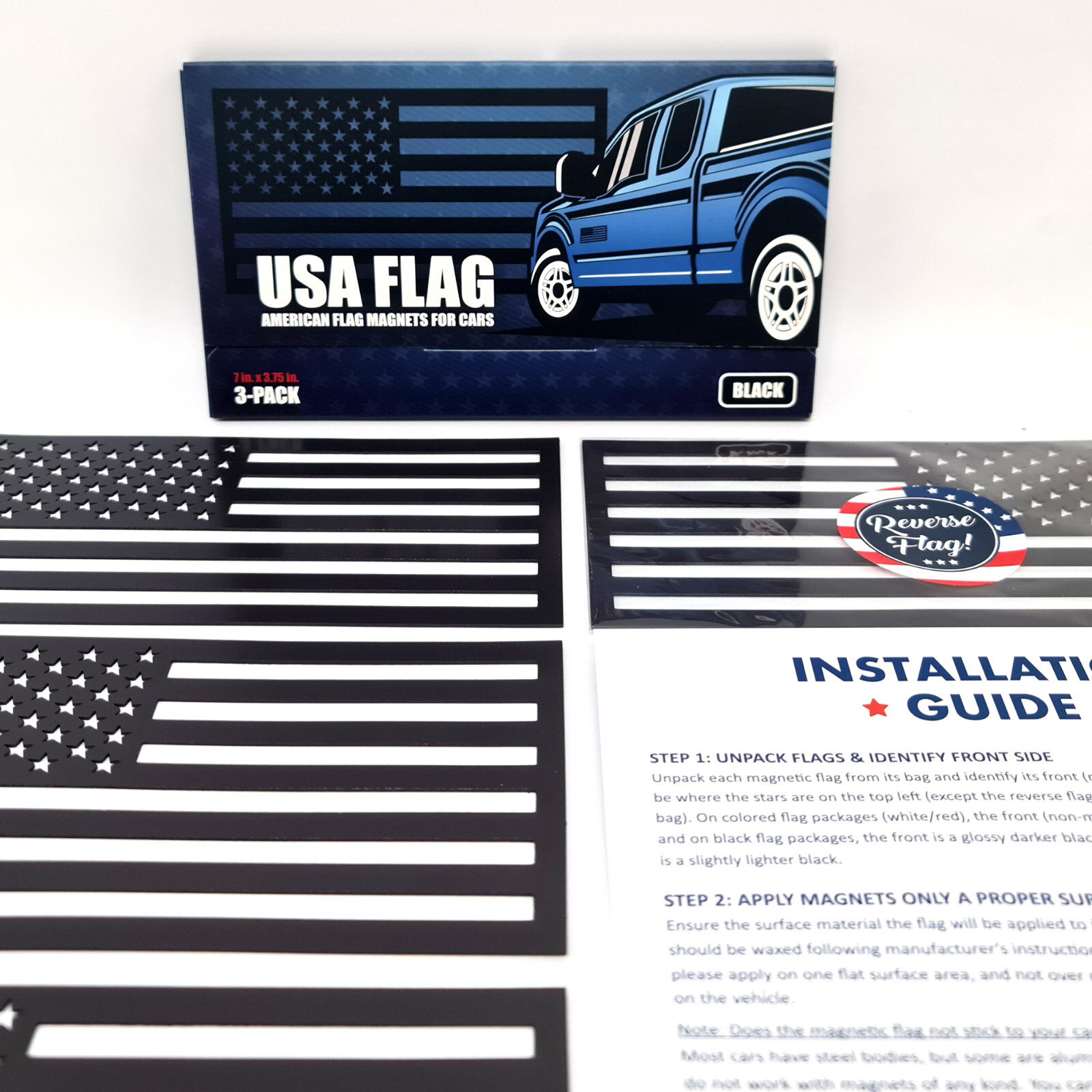 Premium American Flag Magnets for Trucks and Cars (3 Pack) + Bonus Reverse Flag