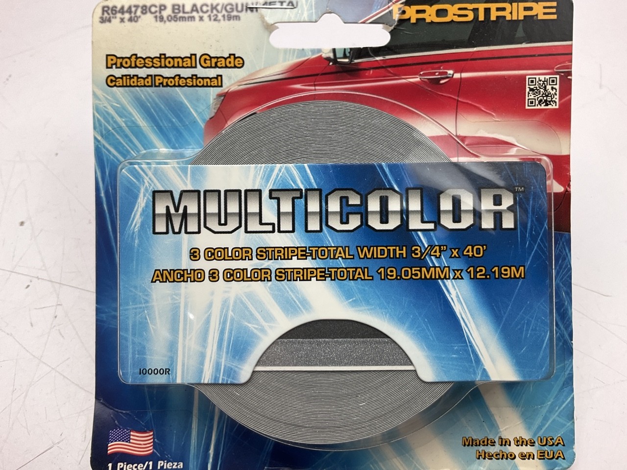 Prostripe R64478CP Black / Gunmetal / Silver Metal Pinstripe Striping Tape 40′