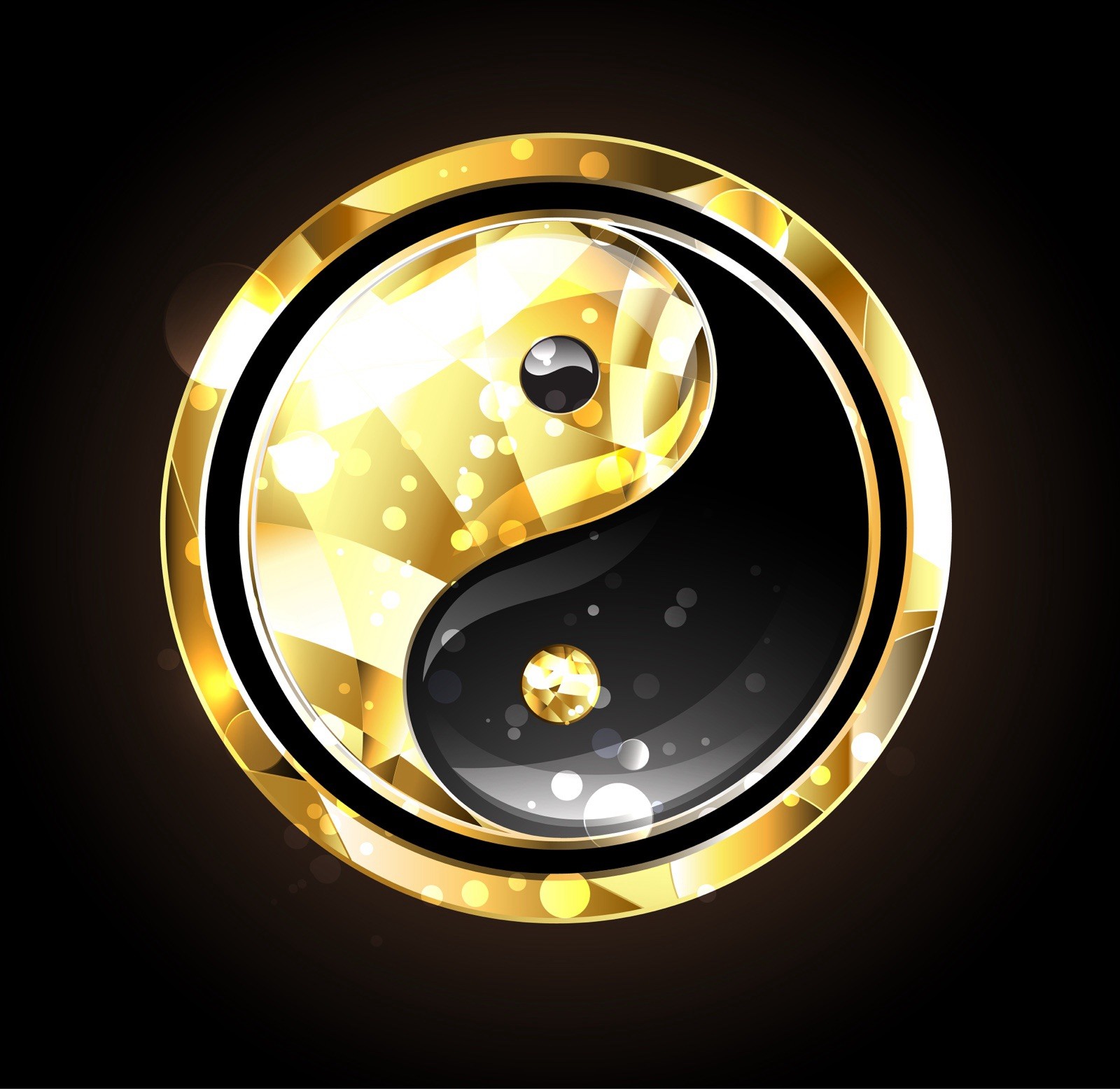 Jewelry Yin Yang Sticker 3” Vibrant Gold Black Buddhism Religion Faith Balanced!