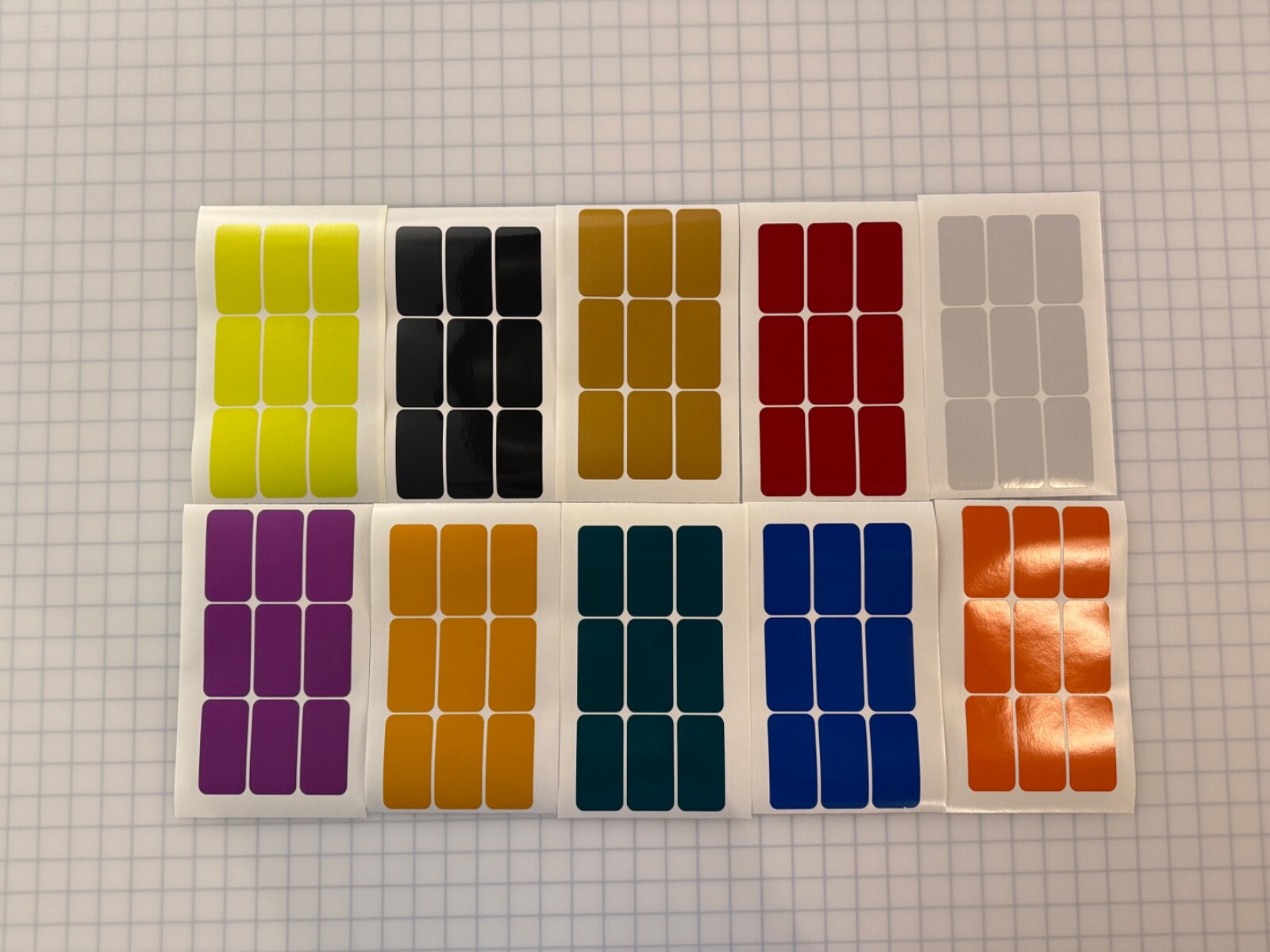 9 Reflective 1.5″ x 3″ ELG Rectangles (10 Different Colors) Bike Safety Stickers