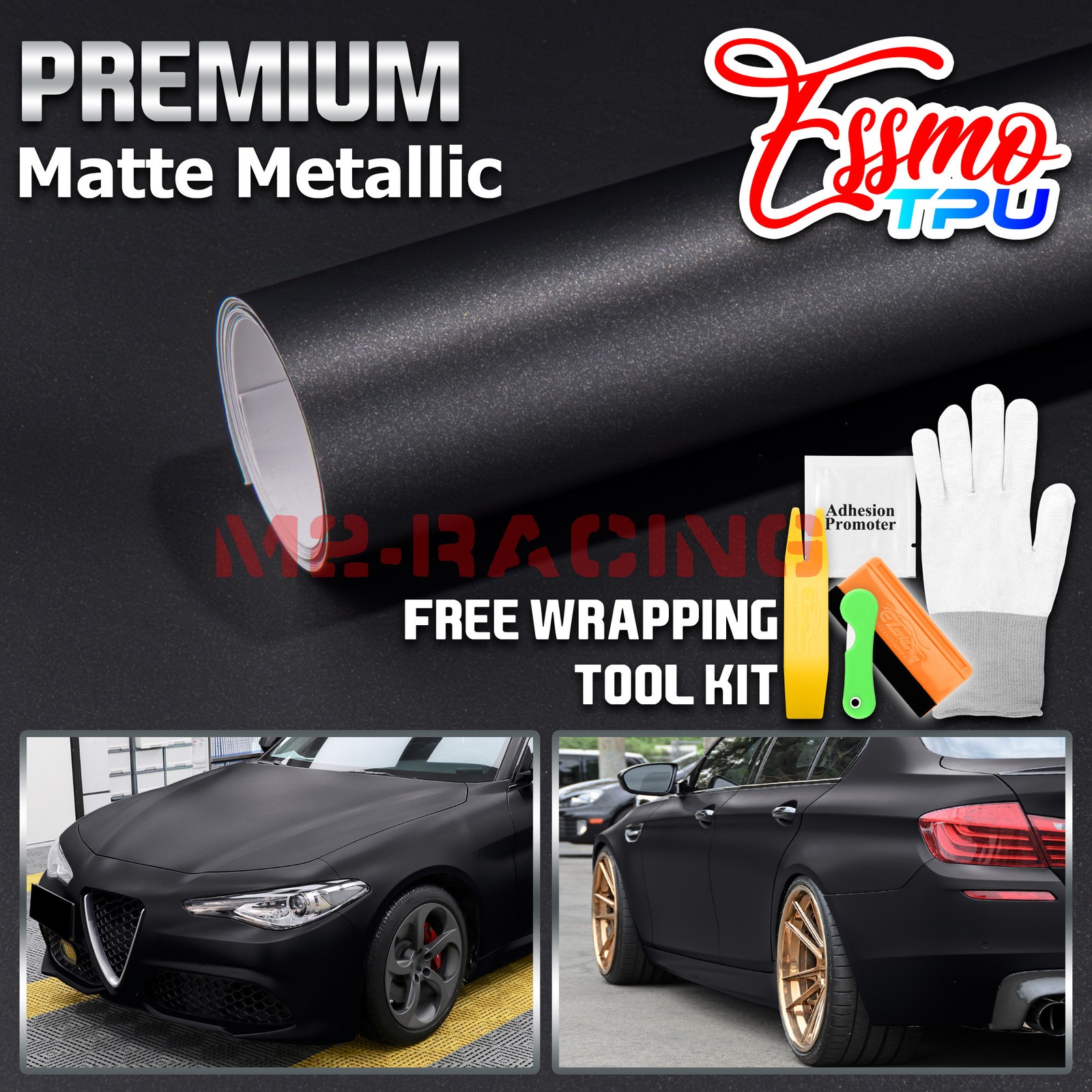Matte Metallic Stellar Black TPU PPF Paint Protection Film Dry Wet Vinyl Wrap
