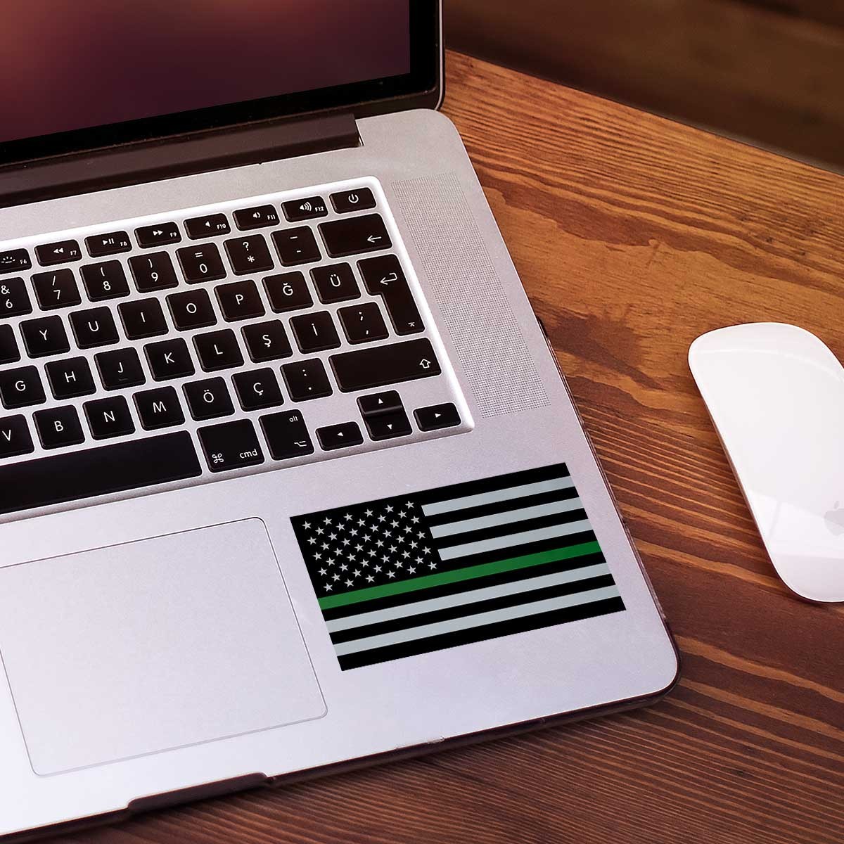 Vinyl Sticker, Thin Green Line Military USA Flag, Patriotic Die-Cut Decal