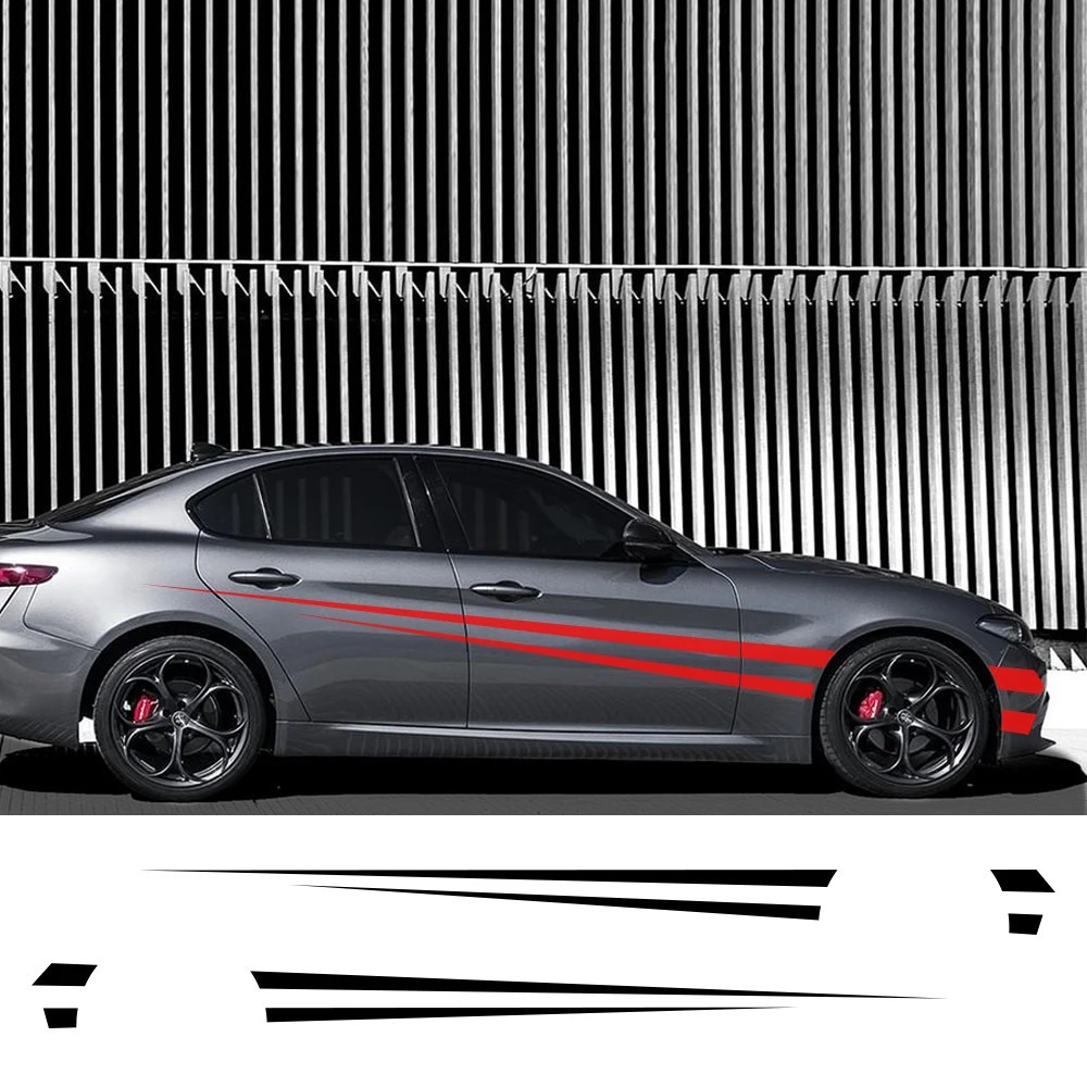 2PCS Long Side Stripe Vinyl Car Decal Racing Sport DIY Auto Decoration Decal Set
