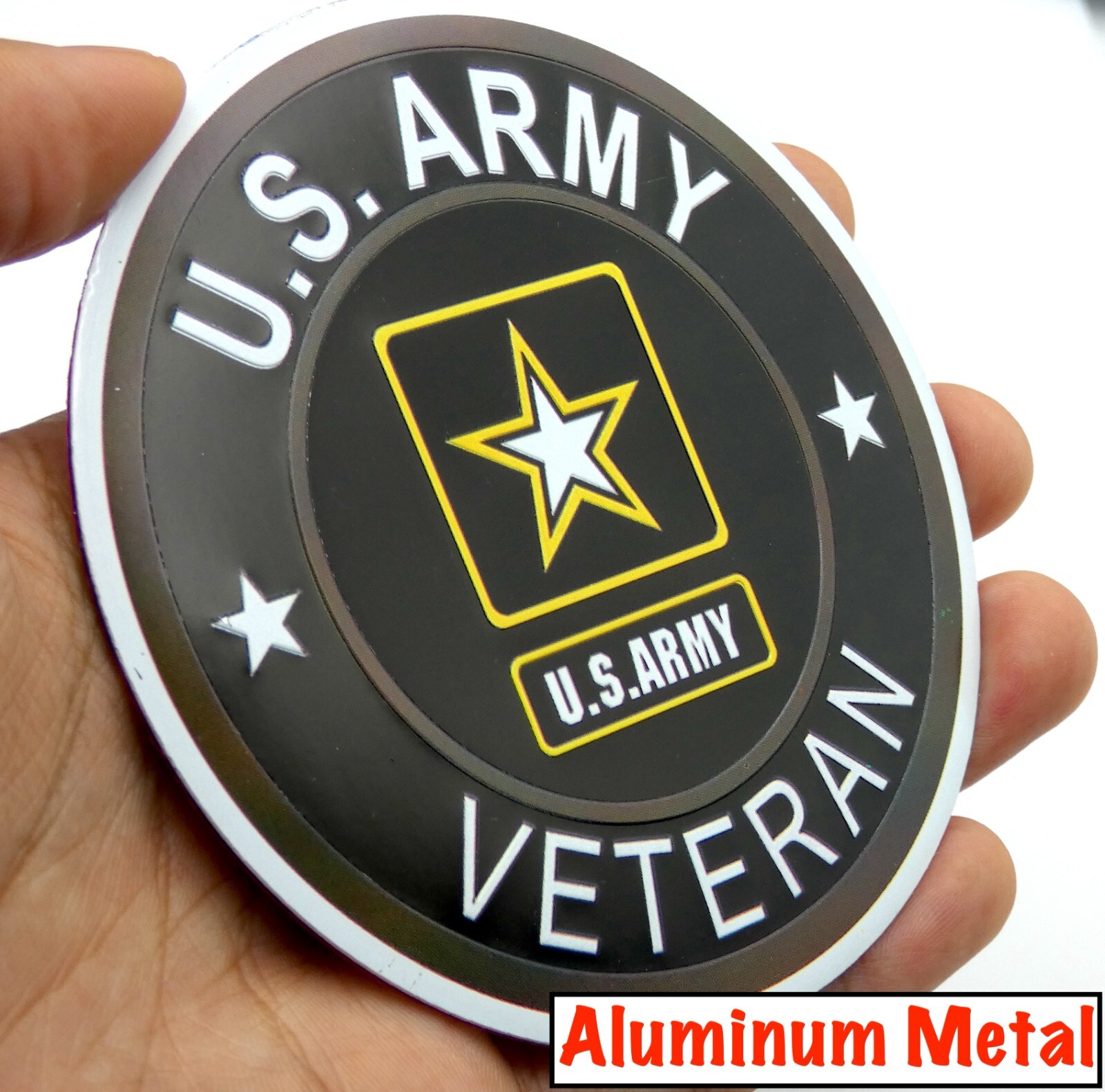 ALUMINUM US Army VETERAN Stickers Military Decals Motorcycle, Car Emblem 3.5″