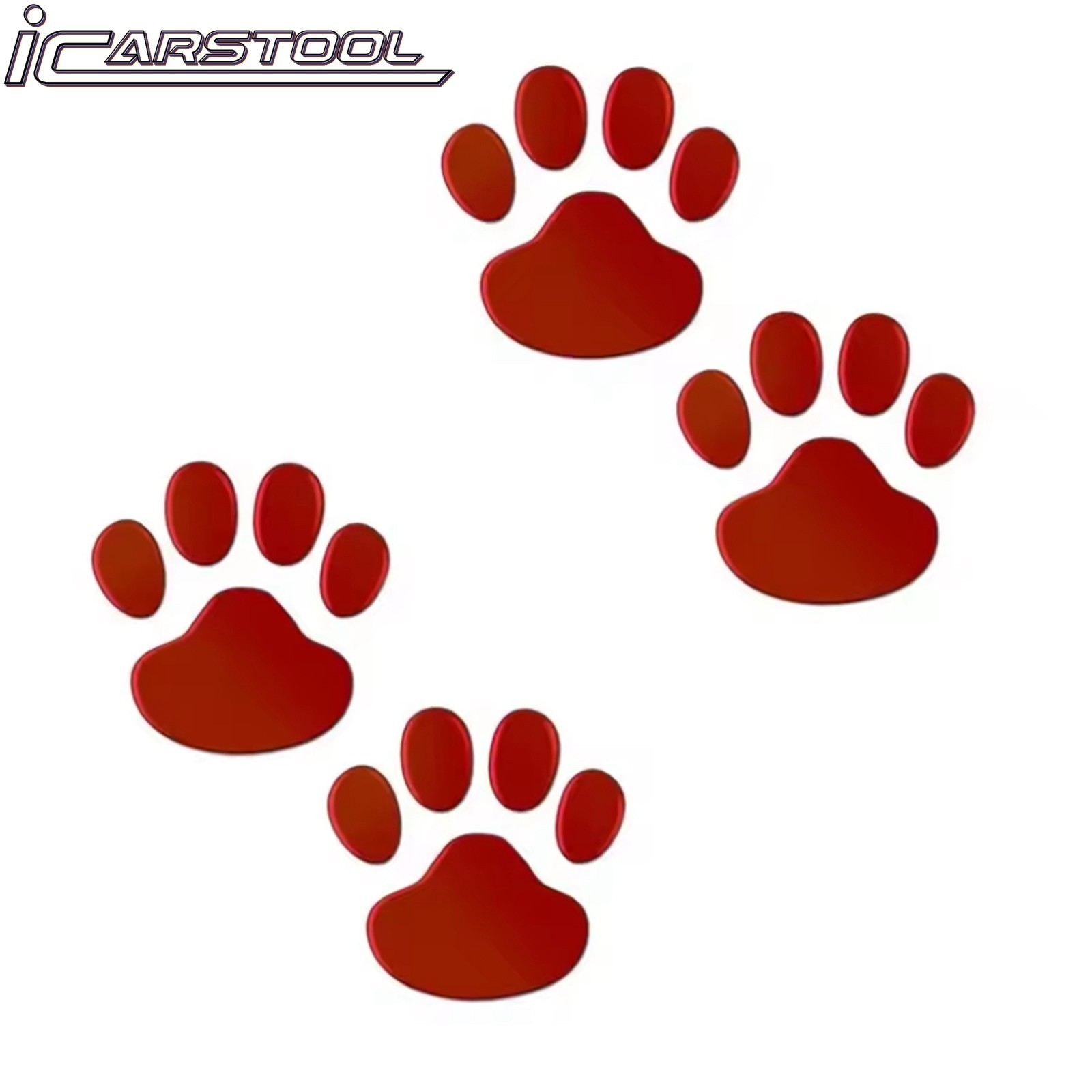 4 PCS 3D Red Dog Paw Car Decal Auto Bumper Window Laptops Decor Emblem Decal
