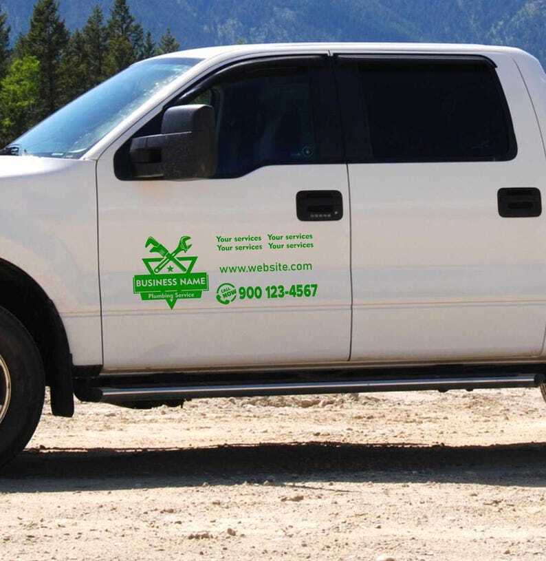 2pcs Custom Plumbing Van Decals Business, Commercial Signs for Vehicles, Trailer