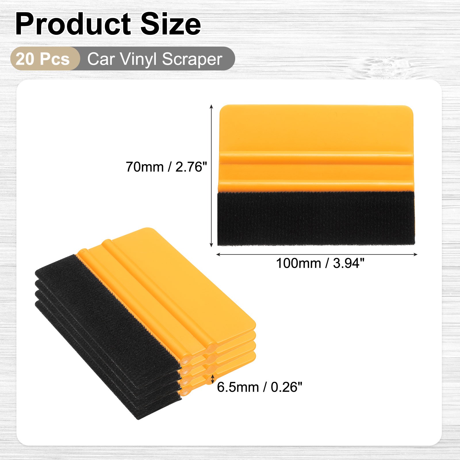 20pcs Car Vinyl Scraper 4 Inch Vinyl Squeegee for Car Window Tint, Yellow