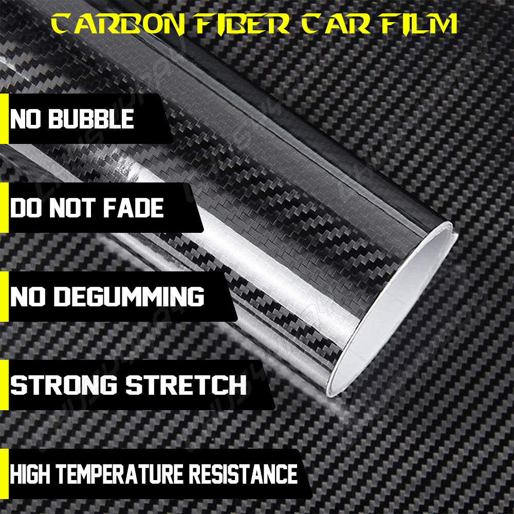Carbon Fiber Vinyl Car Auto 7D Glossy Wrap Sheet Roll Film Sticker Decal Paper
