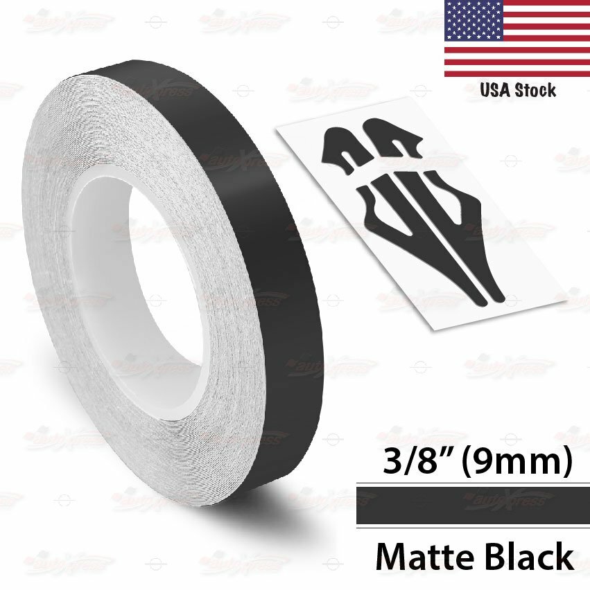 MATTE BLACK 3/8″ PIN STRIPE Car Model Motorcycle Decal TAPE Vinyl Sticker 9mm