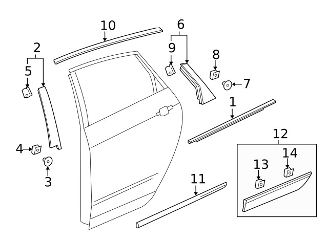 Genuine GM Rear Driver Side Door Window Frame Rear Applique 84167110