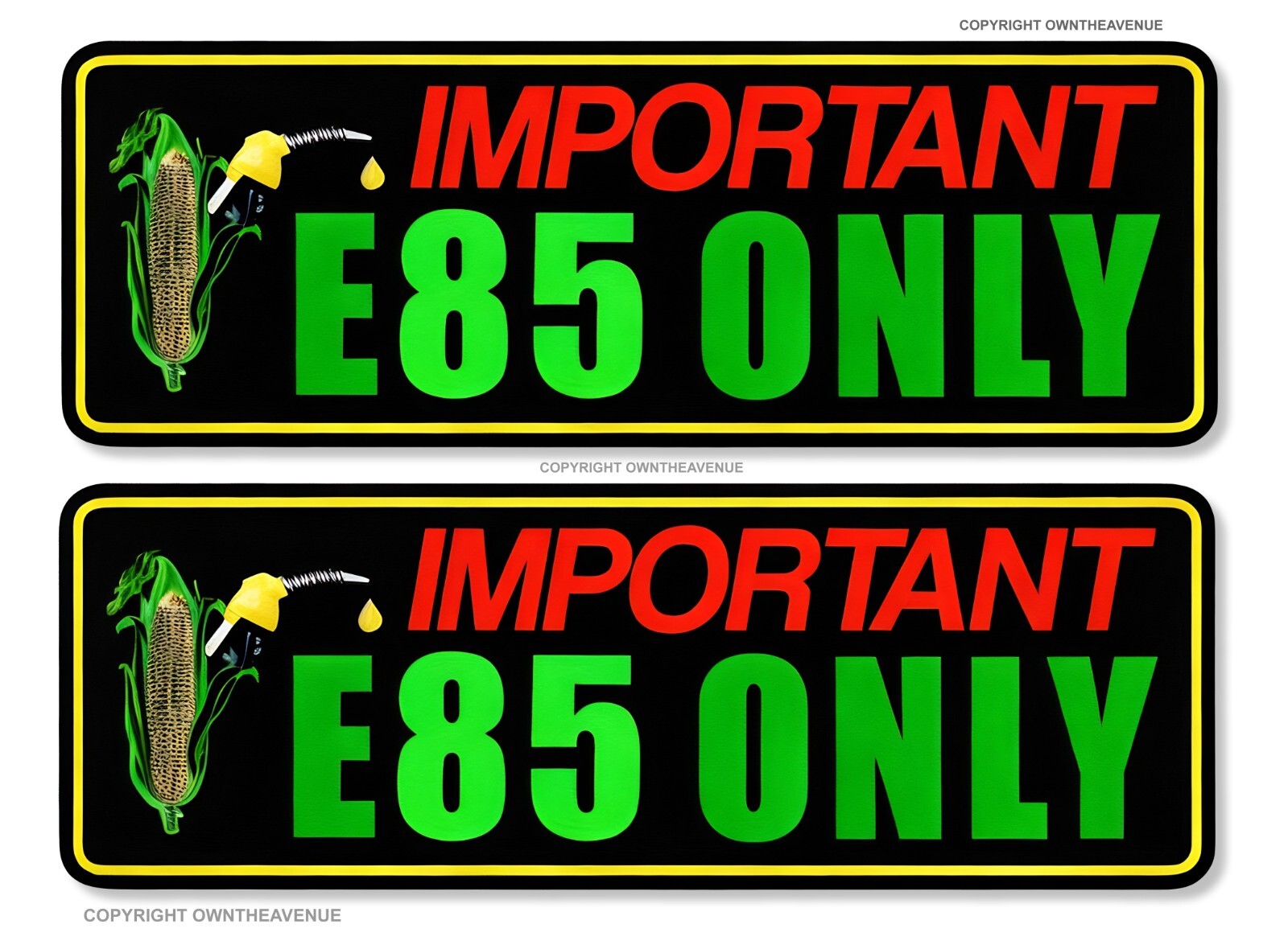2 Pack Important Ethanol E85 Vinyl Decal Sticker Corn Fuel Race Motorcycle Drift